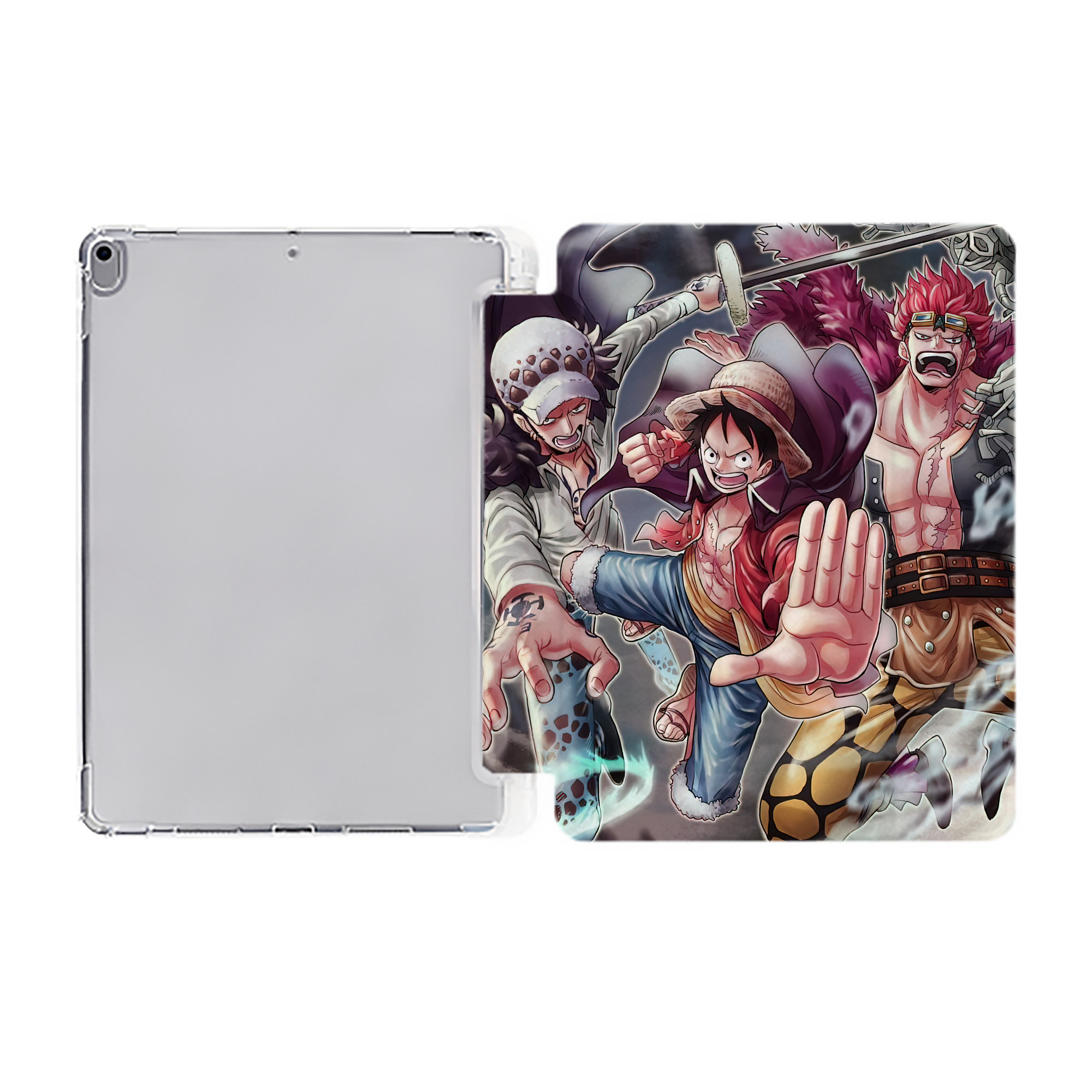 （画像用） ワンピース ONE PIECE IPad ケース ペン収納付き 三つ折りスタンド PUレザー×シリコン 対応機種9.5/10.5/10.9インチ